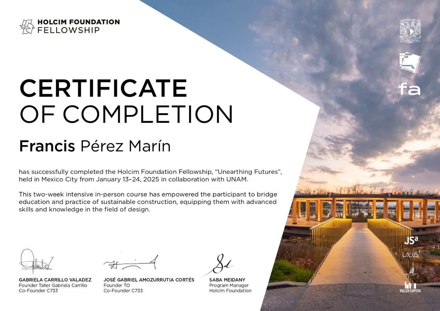 Certificado de terminación. Cortesía de Francis Pérez. Certificado de terminación. Cortesía de Francis Pérez.